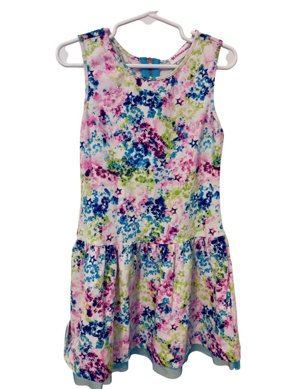 American Girl Floral Sleeveless Dress - Pink, Blue & Green